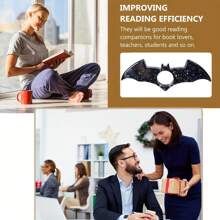 1 件蝙蝠形拇指书页夹，万圣节读书爱好者书籍配件，阅读用书页夹，树脂书签，万圣节读者礼物（带黑色礼品盒） - 黑色 - 查看 6