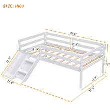 Twin Low Loft Bed With Slide, Ladder, Safety Guardrails, No Box Spring Needed, White