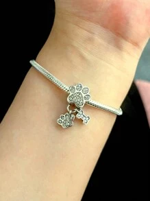 1pc Fashionable Silver Cat Paw Pendant Plated Suitable For DIY Jewelry Making For Women - Silver - View 1