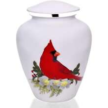 Adult Urn Red Cardinal Bird Cremation Urn | Human Ashes Adult Memorial Urn, Burial, Funeral Cremation Urns | 200 Cubic Inches (Large/Adult Urn) With Unique Velvet Bag - 紅衣主教大甕 - 查看 4