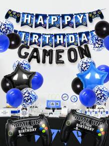 Bộ 37 bóng bay điều khiển trò chơi điện tử màu xanh trang trí tiệc sinh nhật, bao gồm bóng bay chữ 'GAME ON' 16 inch, bóng bay ngôi sao màu xanh và đen, bóng bay kim tuyến, thích hợp cho chủ đề chơi game, đêm thể thao, tiệc sinh nhật, giáng sinh - Nhiều màu - Xem 4