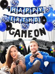 Bộ 37 bóng bay điều khiển trò chơi điện tử màu xanh trang trí tiệc sinh nhật, bao gồm bóng bay chữ 'GAME ON' 16 inch, bóng bay ngôi sao màu xanh và đen, bóng bay kim tuyến, thích hợp cho chủ đề chơi game, đêm thể thao, tiệc sinh nhật, giáng sinh - Nhiều màu - Xem 5