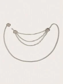 1 chiếc thắt lưng xích 3 lớp bạc dành cho nữ, dây xích thắt lưng kim loại thanh lịch, phù hợp với váy, áo len, áo khoác da, mọi mùa - Nhiều màu - Xem 3
