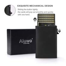Ví da mỏng đơn giản siêu mỏng Aiuwo dành cho nam có ngăn đựng thẻ, Ví da mỏng gấp đôi dành cho nam, Tết Nguyên đán, Ngày lễ tình nhân, Mùa xuân, Mùa hè, Ngày lễ, Quà tặng du lịch - màu đen - Xem 4