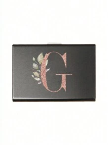 1pc - 6 Slots Ultra-Thin Card Holder, Rose Gold, Alphabet A-Z Pattern Wallet, ID & Credit Card Case, Minimalist Ultra-Slim Aluminum Alloy Metal Wallet, RFID Blocking Card Holder, Unisex - Black - View 25