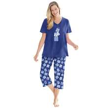 Dreams & Co. Plus Size 2-Piece Capri PJ Set - ULTRA BLUE PRESENTS - View 1