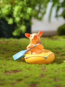 1pc Adorable Mini Pig Animal Figurine, Handpainted Waterproof Resin Home & Garden Decor Ornament, Bonsai Landscaping Mini Animal Statue, Yard Garden Decoration Mini Pig Sculpture