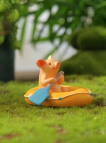 1pc Adorable Mini Pig Animal Figurine, Handpainted Waterproof Resin Home & Garden Decor Ornament, Bonsai Landscaping Mini Animal Statue, Yard Garden Decoration Mini Pig Sculpture
