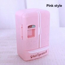 1:12 比例微型冰箱玩具，可爱仿真粉色双门冰箱装饰配件适用于 DIY 娃娃屋厨房玩具套装