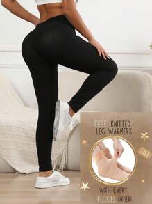 3D 刺绣厚羊毛保暖裤，附赠保暖地板袜，冬季