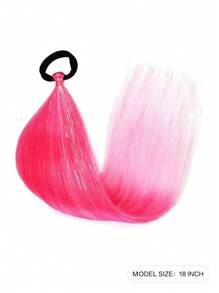 2pcs/Pack 18inch Kids Ponytail Extension With Hair Tie, Ombre Pink Ponytail Extension, Crazy Hair Day, Colored Hair Extensions For Kids, Festival Hair, Rave Hair, Ombre Ponytail