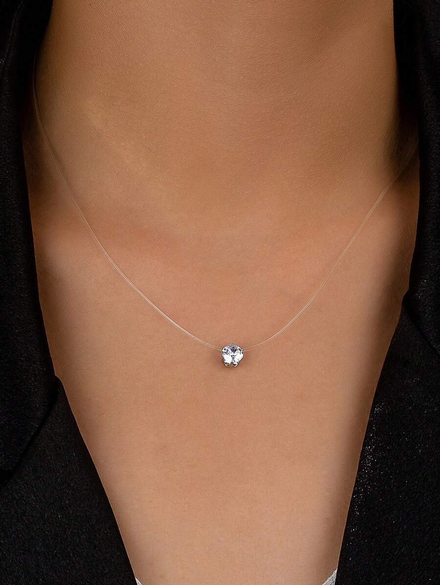 Round Cubic Zirconia Pendant Necklace Jewelry Gifts