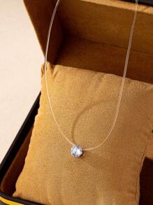 Round Cubic Zirconia Pendant Necklace Jewelry Gifts