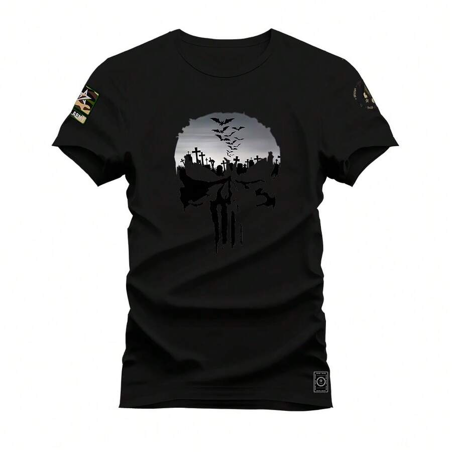 Nexstar Street Premium Cotton Printed T-Shirt With Skull Sombrer Print - 黑色 - 查看 1