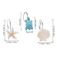 12pcs Ocean Theme Blue Sea Turtle Shell Bathroom Shower Curtain Hooks Set, Home Decor For Living Room, Bedroom, Kitchen Home Bathroom Decor Fall Decor Bathroom Accessories Back To School