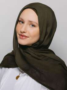 1pc Solid Color Breathable Soft Modal Muslim Hijab Scarf - Multicolor - View 5