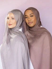 1pc Solid Color Breathable Soft Modal Muslim Hijab Scarf - Multicolor - View 2