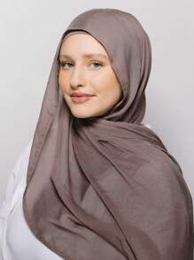 1pc Solid Color Breathable Soft Modal Muslim Hijab Scarf - Multicolor - View 4