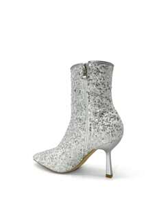 Stivaletti eleganti e lussuosi con punta affusolata e glitter, con tacchi alti sottili - Argento - Visualizzare 3