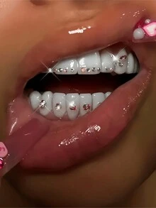 120pcs Self-Adhesive Tooth Gems Kit, Shiny Crystal Teeth Jewelry Decor, Removable & Easy To Install, Fashionable Bling Accessories For DIY, Suitable For Halloween, Y2K, Goth, Hip-Hop Styles, Comes With Tools - Tooth Gem Kit - View 7