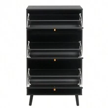 3 Door Shoe Rack, Freestanding Modern Shoe Storage Cabinet, For Entryway