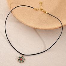 Christmas Series Enamel Pendant Necklace Snow Santa Claus Elk Charm Leather Rope Chain Adjustable Necklaces Jewelry Gift