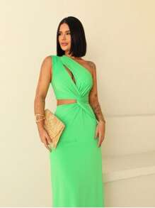 Women's Sleeveless Pleated Tulle Printed Mesh Dress Elegant Summer Fashion Dress - 薄荷綠 - 查看 1