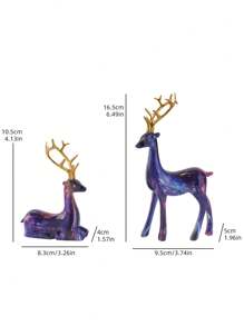 Golden Deer Resin Ornament 2pcs Room Decor Decorations Bedroom Decor Best Gifts Birthday Graduation Home Decor Christmas Decorations Christmas