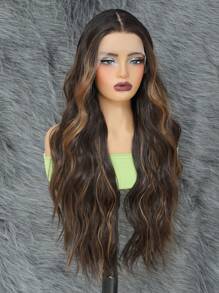 Synthetic Lace Front Wig 13*4*1 T Part Synthetic Lace Frontal Wig Pre-Plucked Long Wavy Hair Wigs For Women 28inch, Beginner Friendly Wigs Transparent Lace Front Body Wave Ombre Blonde Wigs