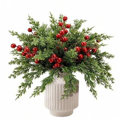 Artificial Holly Berries, Mini Fake Berries Decor On Wire Flower Wreath DIY Craft Use, Table Decoration,Centerpieces,Artificial Flowers,Plastic Flowers Home Decor Christmas Decorations Room Decor Christmas