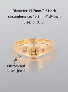 1pc Customized Fashion Ring With Engraved English Letter And 2pcs Birthstone, Simple Design Unique Combination Accessories,Gift For Father's Day,Mother's Day,Valentine's Day,Birthday,Anniversary,Friends,Graduation,Christmas