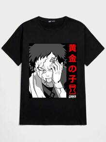 Gaara Character T-Shirt Unisex 100% Cotton Streetwear Launch Shipping Various Colors!! - 黑色 - 查看 2