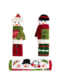 3PCS/Set Christmas Refrigerator Door Handle Covers Santa Claus Snowman Kitchen Appliance Handle Cover Decoration Suitable For Refrigerator Microwave Oven Dishwasher Christmas Handle Protective Cover Christmas Home Decoration - Multicolor - View 9