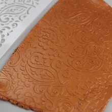 1 pièce Feuille de gabarit en stencil pour texture d'argile polymère. Modèle d'impression en relief pour création de boucles d'oreilles en argile. Motif floral de cachemire pour peinture de couleur, idéal pour la Saint-Valentin.