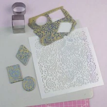 1 pièce Feuille de gabarit en stencil pour texture d'argile polymère. Modèle d'impression en relief pour création de boucles d'oreilles en argile. Motif floral de cachemire pour peinture de couleur, idéal pour la Saint-Valentin.