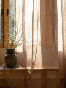 1 tấm rèm vải lanh giả màu cà phê, phong cách Mỹ, lọc sáng, thích hợp cho phòng khách, phòng ngủ, trang trí ban công, không bao gồm thanh ray hoặc thanh treo - Cà phê nâu - Xem 6