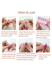 玫瑰粉色闪粉全覆盖美甲贴纸，光泽亮丽，易于DIY，持久耐用，适合派对和日常美甲佩戴。美甲用品 - 紫色 - 查看 9