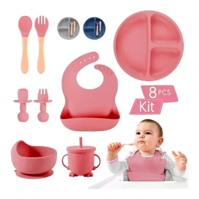 Set De Cubiertos Para Bebés Silicona Plato Antideslizante Material comestible, buen aspecto, ofrezca a sus hijos un entorno seguro para comer