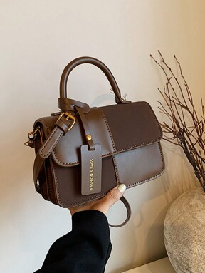 Neue stilvolle, einfache karierte Patchwork Handtasche, Shopper, Schulter- und Umhängetasche