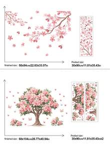 mama look 1 件/2 件/3 件粉色树枝和花朵墙贴客厅卧室贴纸装饰可移除 PVC 贴花房间墙壁壁画 - 彩色 - 查看 4