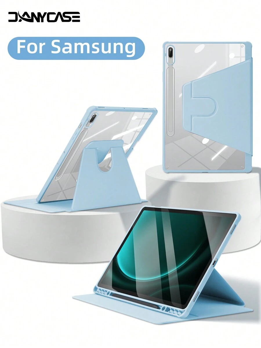 Ốp bảo vệ xoay siêu mỏng DANYCASE, tương thích với Samsung Galaxy Tab S9 FE+ S9+ 12.4 Inch S9 S9FE A8 S7+ S8+ S7FE S7 S8 S6lite, thiết kế có khe cắm bút, chống sốc, mặt lưng trong suốt.