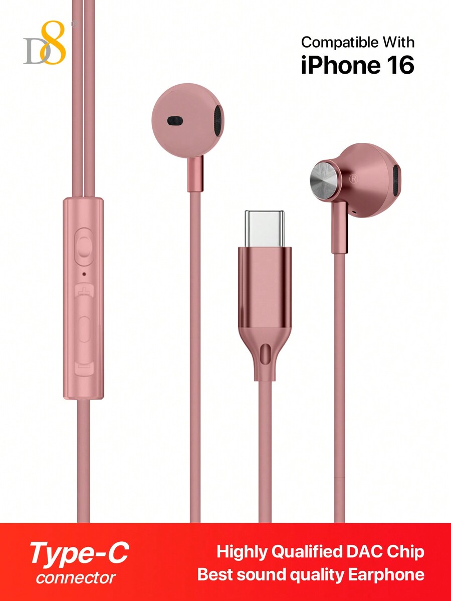 D8 D8 Type C Headphones In Ear Earphones Earbuds With Mic And Volume