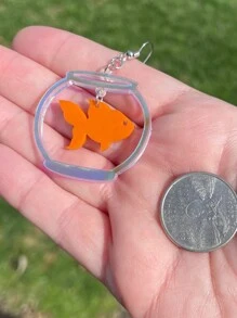 Pendientes colgantes de acuario de peces de colores | Joyas extravagantes | Pendientes únicos | Pendientes extravagantes