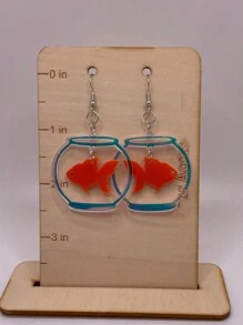 Pendientes colgantes de acuario de peces de colores | Joyas extravagantes | Pendientes únicos | Pendientes extravagantes