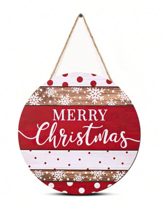 1pc/120Pcs Merry Christmas Wood Door Sign For Wall Decor, Christmas Snow Wall Art Round Wooden Wall Hanging Sign,Rustic Style Farmhouse Warming Gift Hanging Plaque Sign Decor For Xmas Wreath Holiday Winter Home Decorations