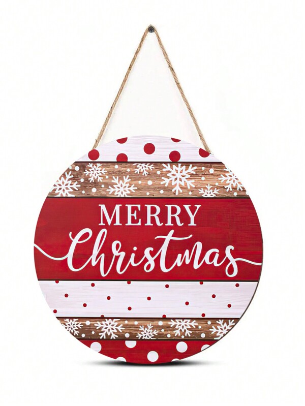 1pc/120Pcs Merry Christmas Wood Door Sign For Wall Decor, Christmas Snow Wall Art Round Wooden Wall Hanging Sign,Rustic Style Farmhouse Warming Gift Hanging Plaque Sign Decor For Xmas Wreath Holiday Winter Home Decorations
