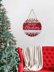 1 szt./120 szt. Drewniany znak na drzwi z napisem "Wesołych Świąt" do dekoracji ściennej, okrągły drewniany znak ścienny z motywem śniegu, rustykalny styl, wiszący, ciepły prezent w stylu wiejskim, dekoracja świąteczna, wieniec świąteczny, zimowe dekoracje domu