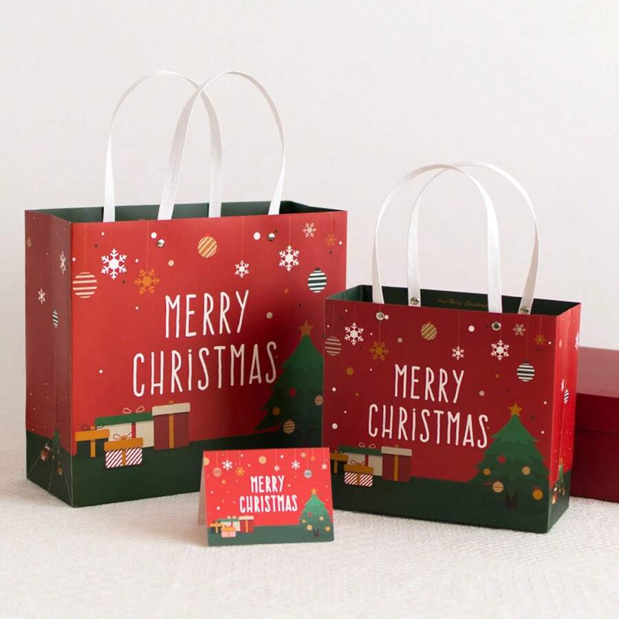1pc Christmas Eve Apple Bag & Tote Bag, Packaging Christmas Eve Scarf Gift Box, Gift Storage, Gift Box Paper Bag, Reusable Gift Bag, Suitable For Christmas, Birthday, Party, Wedding, Friendly Gift For Friends, Christmas Valentine Day