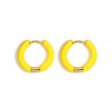 1Pair Enamel Oil Dripping Earrings For Women Stainless Steel Hoop Earrings Multicolor Minimalist Earrings For Christmas Birthday Daily Party Jewelry - Multicolor - View 19