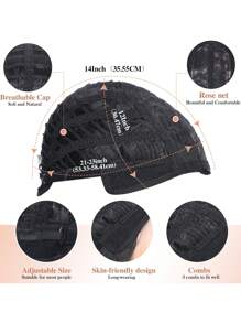 Kinky Straight Wigs For Black Women Middle Part Black Wig Glueless Synthetic Wigs High Quality 18inch Yaki Straight Wigs Yaki Straight Wigs For Women Cheap Wigs On Daily Use Cosplay - Black - View 7